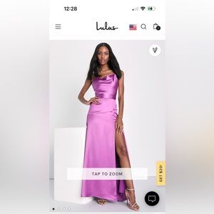 Wonderful Allure Purple Satin Backless Cowl Neck Maxi Dress